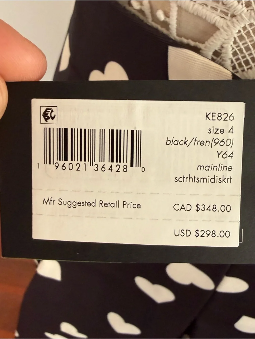 KATE SPADE ♠️ Scattered Heart Black & White Pleated Midi Skirt Sz 4 $298 - Picture 4 of 4